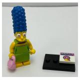 Collectible Hard To Get MARGE SIMPSON Genuine Lego Mini figure With Purse, Donut Fancy And Stand