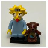 Collectible Hard To Get MAGGIE SIMPSON Genuine Lego Mini figure With Teddy Bear And Stand