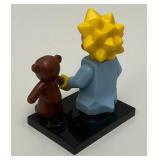 Collectible Hard To Get MAGGIE SIMPSON Genuine Lego Mini figure With Teddy Bear And Stand