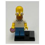 Collectible Hard To Get HOMER SIMPSON Genuine Lego Mini figure With Donut, TV Remote And Stand