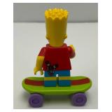 Collectible Hard To Get BART SIMPSON Genuine Lego Mini figure With Skateboard And Stand