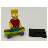 Collectible Hard To Get BART SIMPSON Genuine Lego Mini figure With Skateboard And Stand
