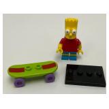 Collectible Hard To Get BART SIMPSON Genuine Lego Mini figure With Skateboard And Stand