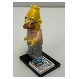 RARE Collectible Hard To Get GRAMPA SIMPSON Genuine Lego Mini figure With Newspaper And Stand