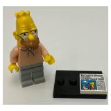 RARE Collectible Hard To Get GRAMPA SIMPSON Genuine Lego Mini figure With Newspaper And Stand