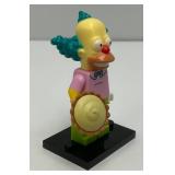 Collectible Hard To Get KRUSTY THE CLOWN Genuine Lego Mini figure With Pie,  And Stand