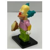 Collectible Hard To Get KRUSTY THE CLOWN Genuine Lego Mini figure With Pie,  And Stand
