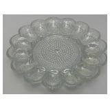 Vintage Indiana Crystal Glass Hobnail Deviled Egg Plate/Serving Tray 11"