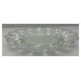 Vintage Indiana Crystal Glass Hobnail Deviled Egg Plate/Serving Tray 11"