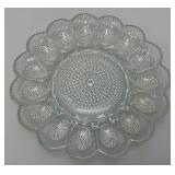 Vintage Indiana Crystal Glass Hobnail Deviled Egg Plate/Serving Tray 11"