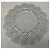 Vintage Indiana Crystal Glass Hobnail Deviled Egg Plate/Serving Tray 11"