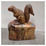 carved wooden squirrel
