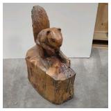 carved wooden squirrel