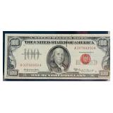 1966 $100 United States "RED SEAL" Note | Serial Number A 00799950 A
