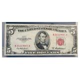 1953 United States $5 "RED SEAL" Banknote