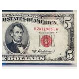 1953 United States $5 "RED SEAL" Banknote