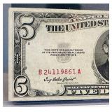 1953 United States $5 "RED SEAL" Banknote