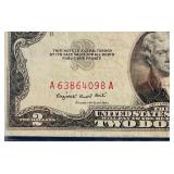 1953 United States $2 "RED SEAL" Banknote  | Serial Number A63864098A