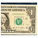 2021 United States $1 *CONSECUTIVE STAR NOTE* GREEN | Serial Numbers J00209332 J00209333 J00209334
