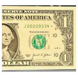 2021 United States $1 *CONSECUTIVE STAR NOTE* GREEN | Serial Numbers J00209332 J00209333 J00209334