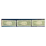 2021 United States $1 *CONSECUTIVE STAR NOTE* GREEN | Serial Numbers J00209332 J00209333 J00209334