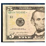 1988A $10 Banknote Federal Reserve Note | 2021 United States $5 Federal Reserve GREEN "STAR NOTE"