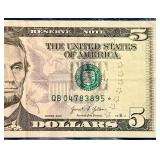 1988A $10 Banknote Federal Reserve Note | 2021 United States $5 Federal Reserve GREEN "STAR NOTE"