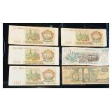 Mixed Vintage Banknotes from Russia and Mexico - 5 Peso Mexico Note | 2000  Pesos Mexico Note |1000  Russian Ruble Notes
