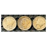 1943 S,1943 D, 1943 No Mint, United States Mercury Dimes - Qty 3