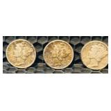 United States Mercury Dimes - Qty 3 | 1944 (1) | 1945 (2)