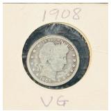 1908 United States Barber Quarter