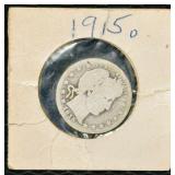 1915-D United States Barber Quarter Composition: Minted with 90% silver.
