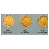 Liberty Head "V" Nickels - Qty 10 | 1900 | 1903 | 1904 | 1905 | 1906 | 1907 | 1908 | 1910 | 1911 |1912
