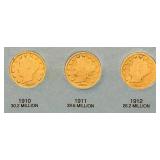 Liberty Head "V" Nickels - Qty 10 | 1900 | 1903 | 1904 | 1905 | 1906 | 1907 | 1908 | 1910 | 1911 |1912