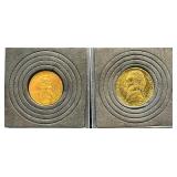 24K gold-plated Coin Set: 2000 Lincoln Memorial Cent | 2000 United States Jefferson Nickel | United States Roosevelt Dime | United States State Quarters: 2000 Massachusetts 2008 New Mexico  2008 Oklah