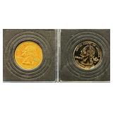 24K gold-plated Coin Set: 2000 Lincoln Memorial Cent | 2000 United States Jefferson Nickel | United States Roosevelt Dime | United States State Quarters: 2000 Massachusetts 2008 New Mexico  2008 Oklah