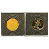 24K gold-plated Coin Set: 2000 Lincoln Memorial Cent | 2000 United States Jefferson Nickel | United States Roosevelt Dime | United States State Quarters: 2000 Massachusetts 2008 New Mexico  2008 Oklah