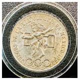 1968 Mexico 25 Pesos Silver Coin Commemorating the XIX Olympic Games held in Mexico City