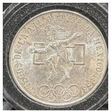 1968 Mexico 25 Pesos Silver Coin Commemorating the XIX Olympic Games held in Mexico City