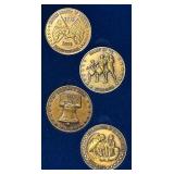 1776-1976 United States Bicentennial Commemorative 4-Piece Bronze Medallion Set