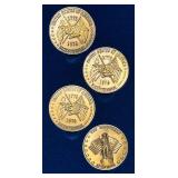 1776-1976 United States Bicentennial Commemorative 4-Piece Bronze Medallion Set