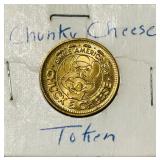 Vintage 1986 Gold-Toned Arcade Game Token featuring the Chuck E. Cheese Mascot