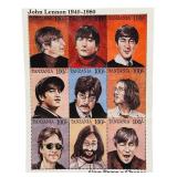 John Lennon Commemorative Stamp Set | Certificate of Authenticity from the "International Collectors Society" | Collection of U.S. Commemorative Postage Stamps Highlighting Various Cultural Figures an