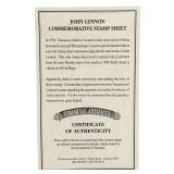 John Lennon Commemorative Stamp Set | Certificate of Authenticity from the "International Collectors Society" | Collection of U.S. Commemorative Postage Stamps Highlighting Various Cultural Figures an