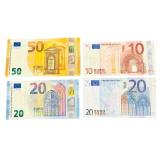 Euro Banknotes - Total 80 Euros | 50 Euro Banknote | 10 Euro Banknote | 20 Euro Banknote