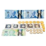 Canadian Bank Notes and Coins Collection