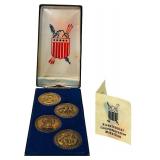 1776-1976 United States Bicentennial Commemorative 4-Piece Bronze Medallion Set