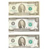 2017A United States $2 Federal Reserve Banknote - Qty 6 | G06470833A | G03810789A | G02271127A | L58523166A | L58523162A | B12652683A