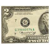 1976 United States $2 Federal Reserve Notes - Qty 2 | Serial Number G 39880574 A | Serial Number G 18964214 A