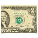 1976 United States $2 Federal Reserve Notes - Qty 2 | Serial Number G 39880574 A | Serial Number G 18964214 A